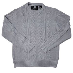 WP Weatherproof Men's Easy Care Classic Cable Knit Sweater - Light Grey